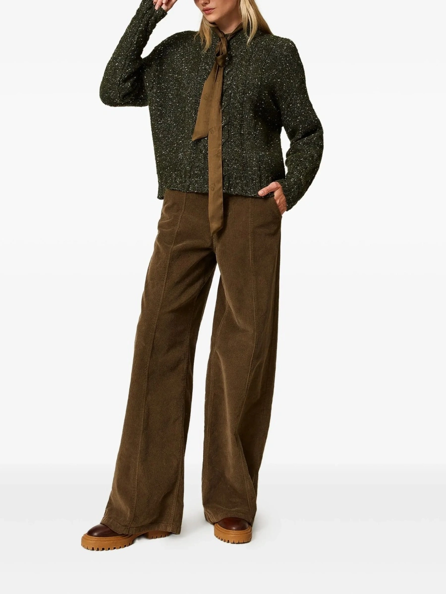 Pantaloni TWINSET verzi din catifea - Img 3