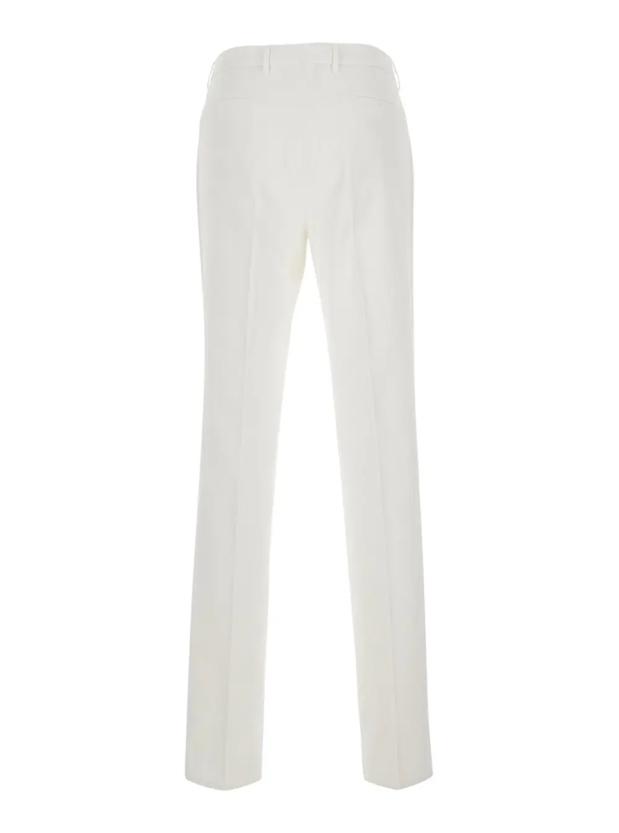 Pantaloni White Trousers with Front Pleat in Cotton for Men - Img 2