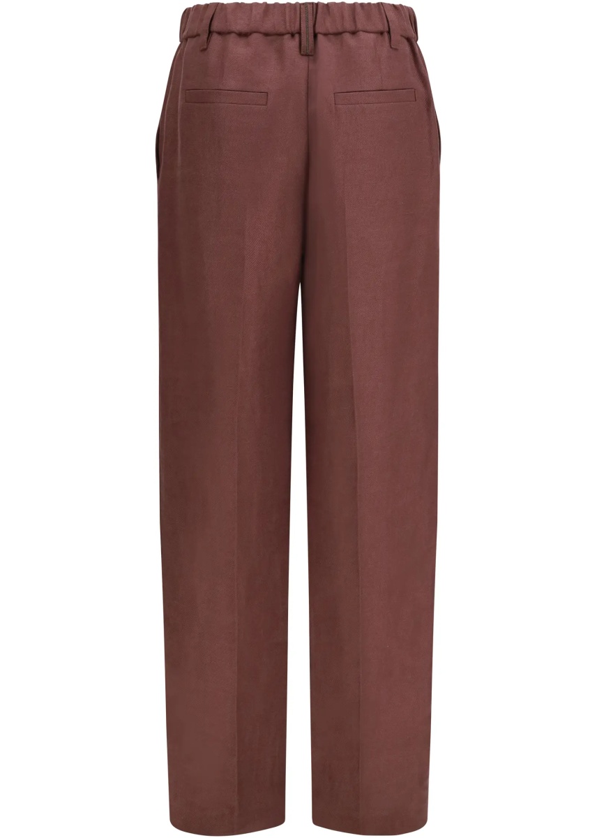 Pantaloni Wide-Leg Pants in linen with elastic waistband and belt loops - Img 2