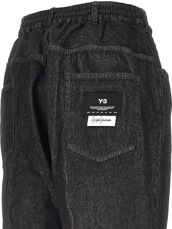 Pantaloni Y-3 negri din denim - Img 4