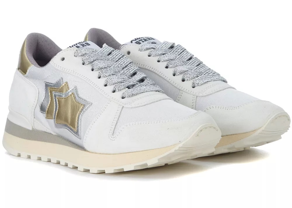 Pantofi Alhena White, Gold And Silver Leather Sneakers* - Img 2