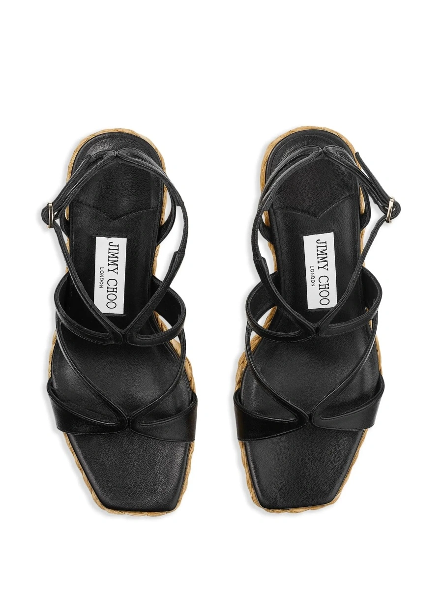 Pantofi cu platforma Jimmy Choo negri din piele si material textil - Img 8