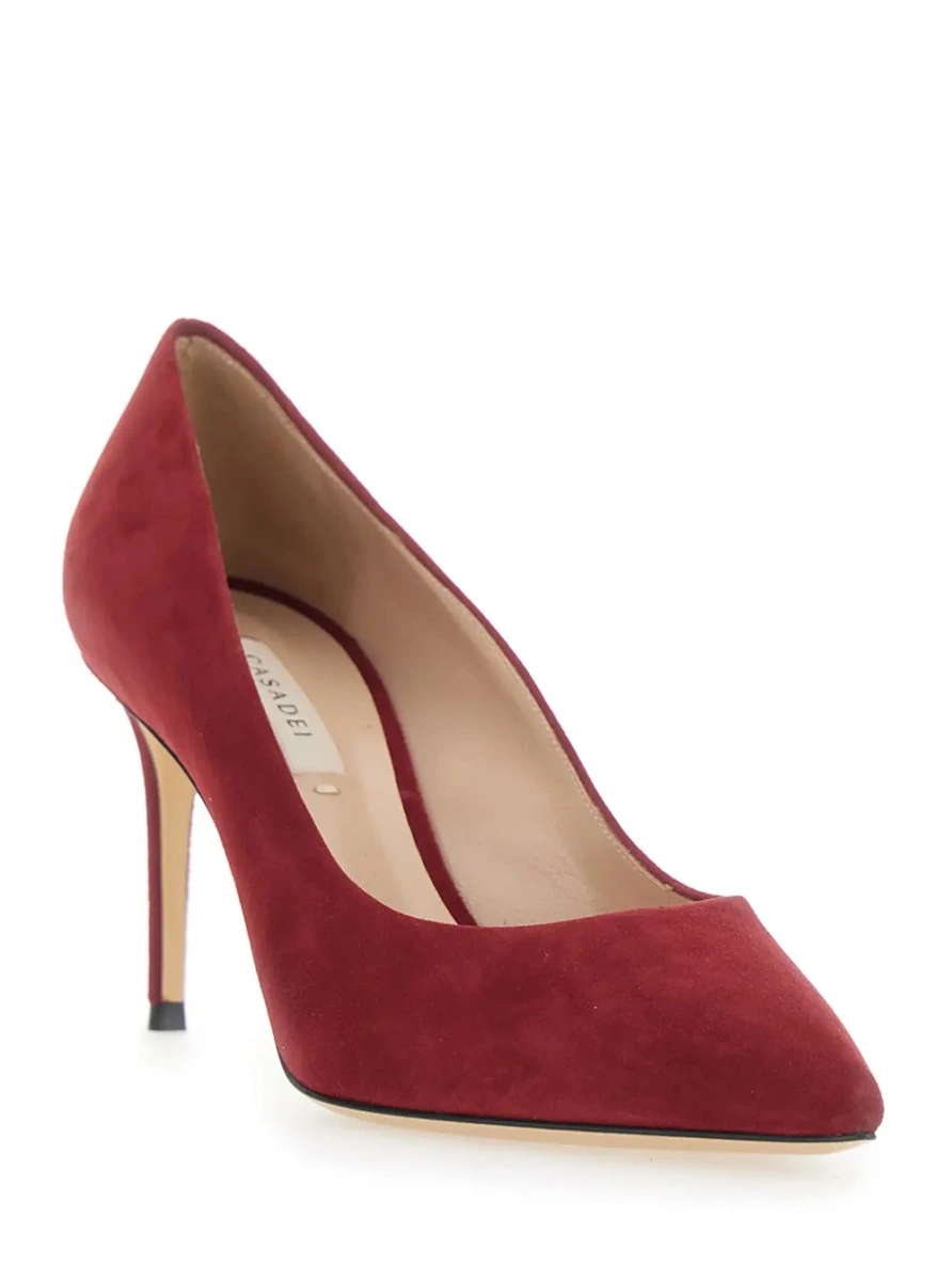 Pantofi cu toc Casadei rosii din piele intoarsa - Img 2
