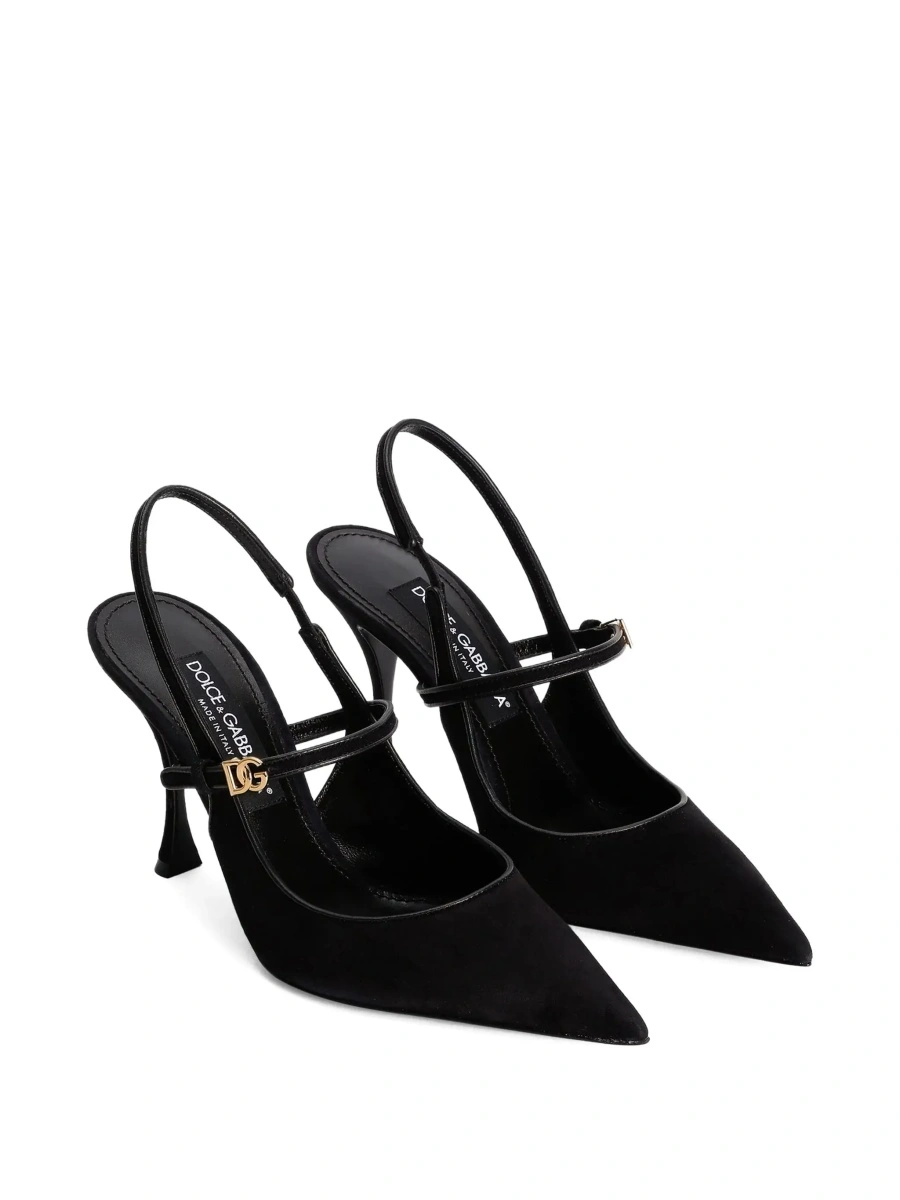 Pantofi cu toc Dolce &amp; Gabbana negri din piele intoarsa - Img 5