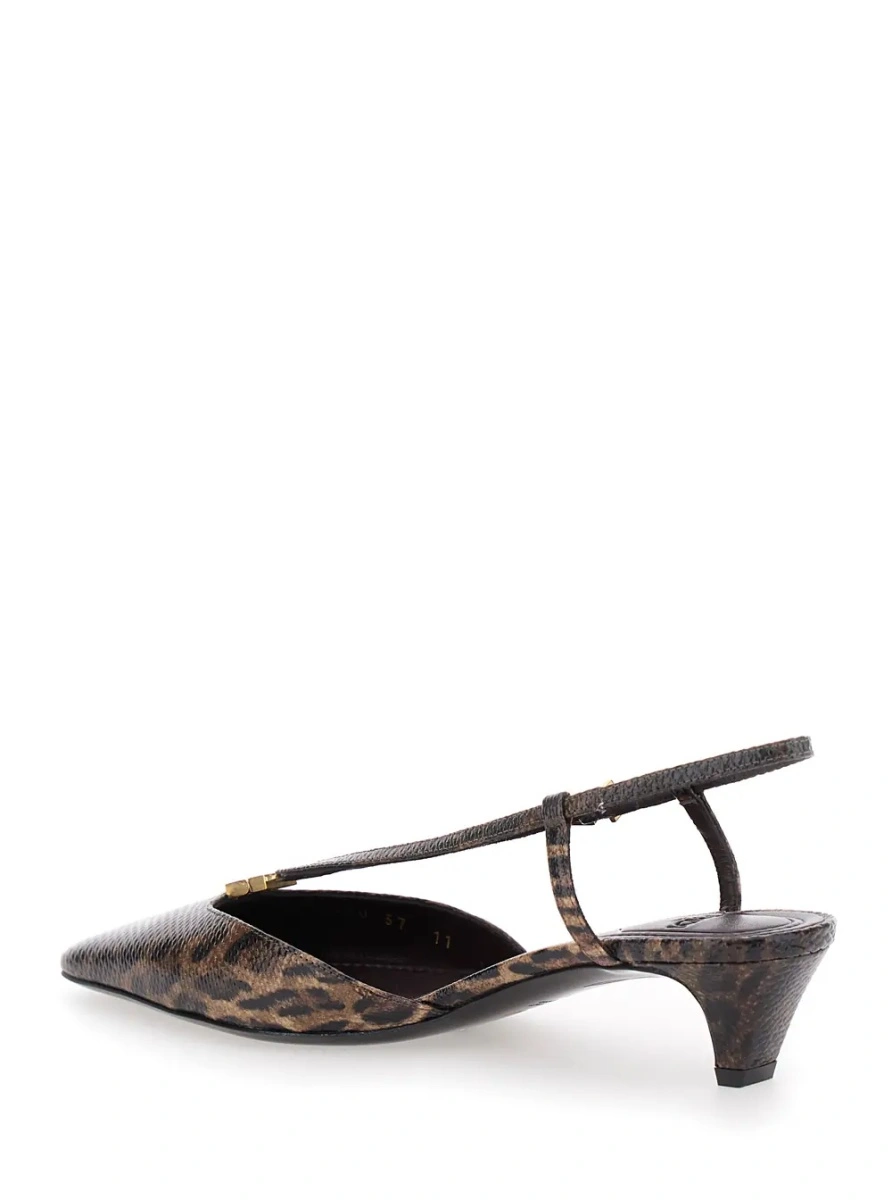 Pantofi cu toc Fendi maro din piele - Img 2