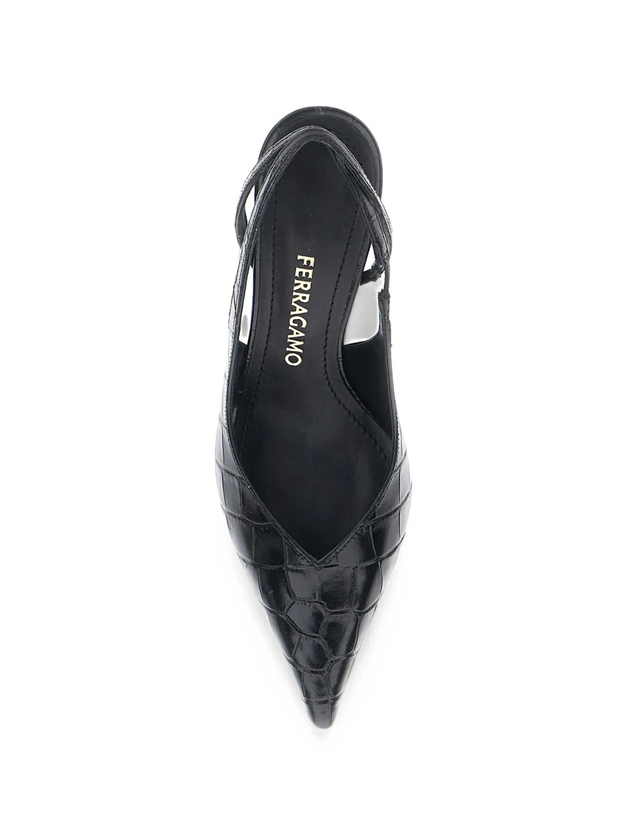 Pantofi cu toc Ferragamo negri din piele 'Dafne' - Img 5