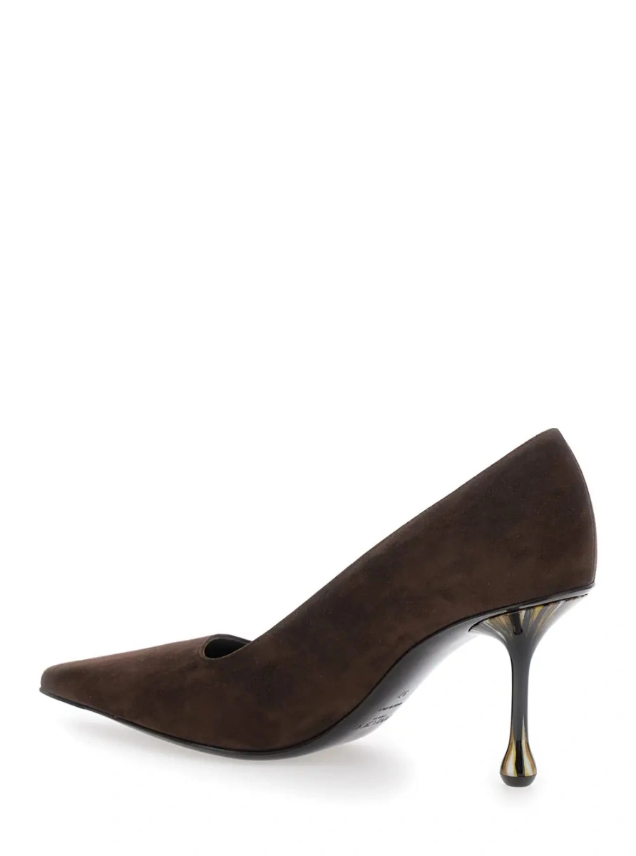 Pantofi cu toc Jimmy Choo maro din piele intoarsa 'Ixia' - Img 3