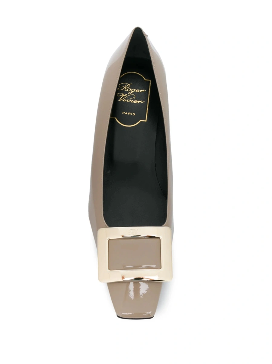 Pantofi cu toc Roger Vivier neutri din piele - Img 4