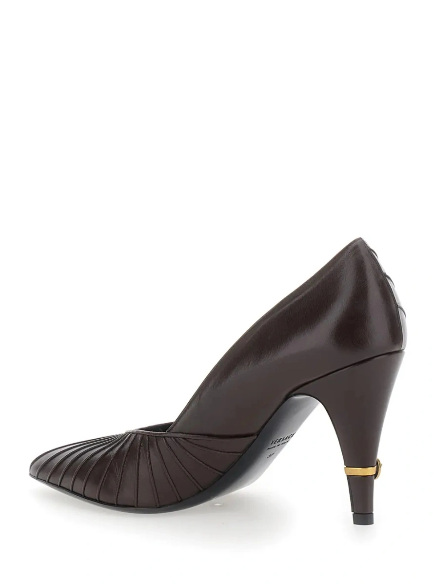 Pantofi cu toc Versace maro din piele - Img 2