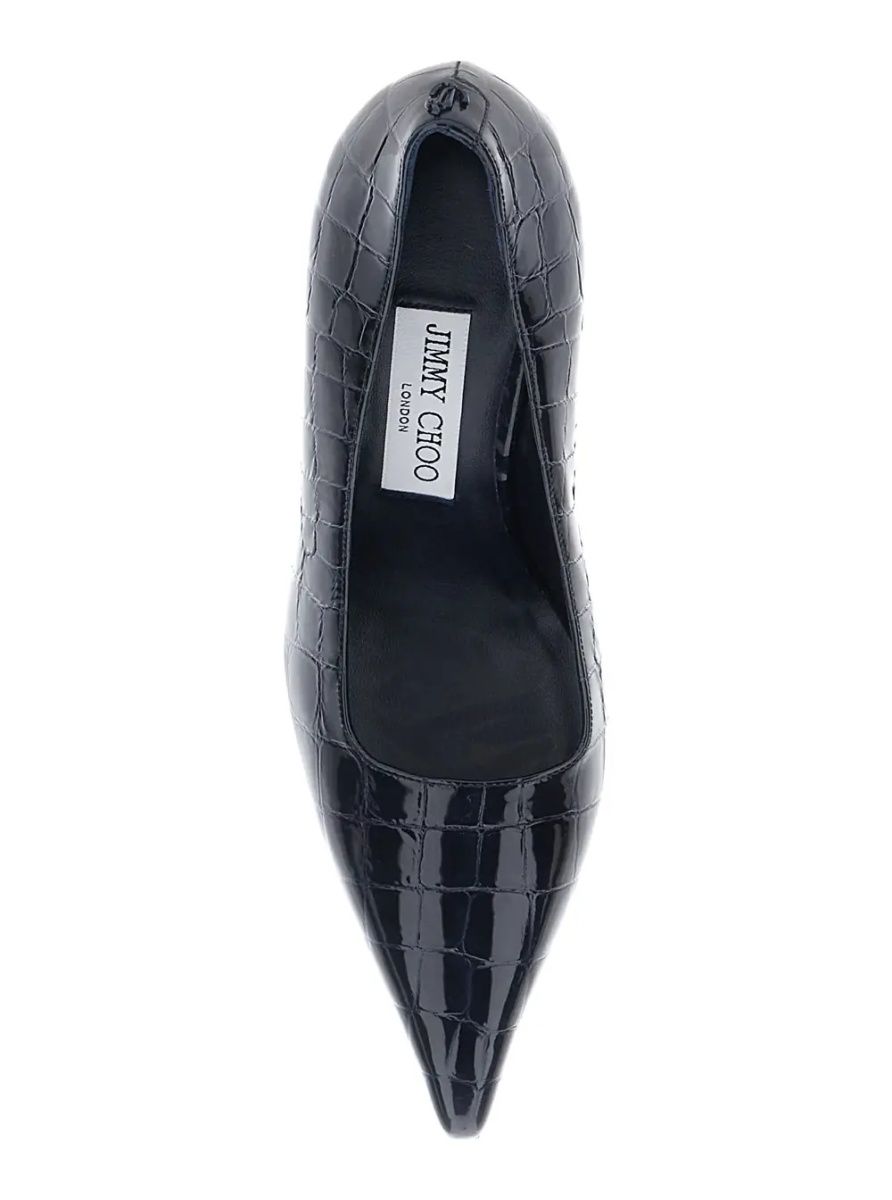 Pantofi 'Ixia' blue Pumps with pointed design in crocodile-effect leather for women - Img 4