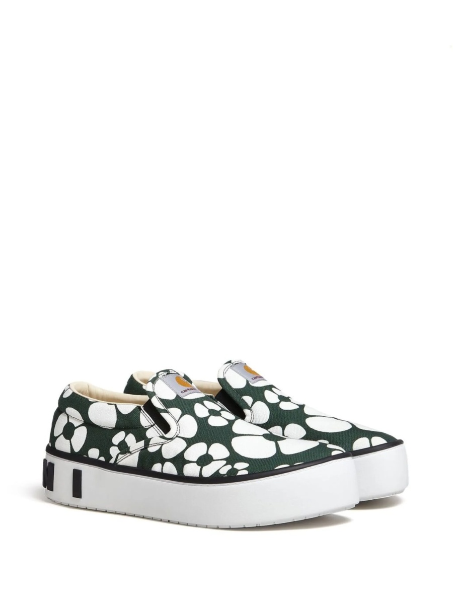 Pantofi slip-on Marni verzi din bumbac - Img 2