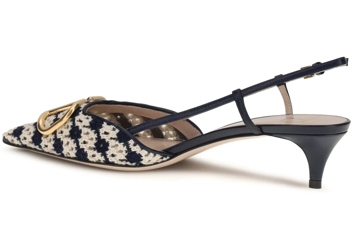 Pantofi VLogo Signature slingback Pumps in crochet fabric - Img 3