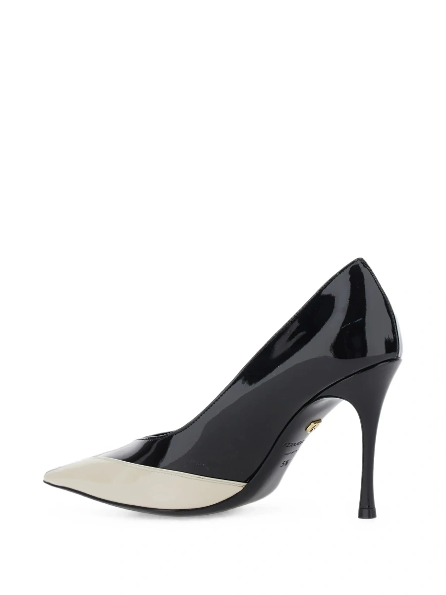 Pantofi 'Yasmin' white and black Pumps with pointed design in patent leather for women - Img 6