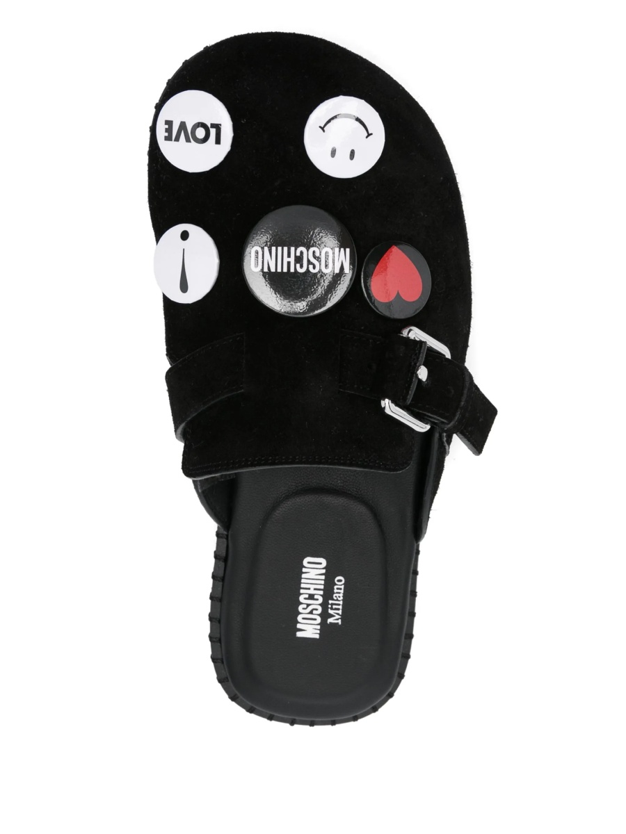 Papuci Moschino negri din piele intoarsa - Img 4