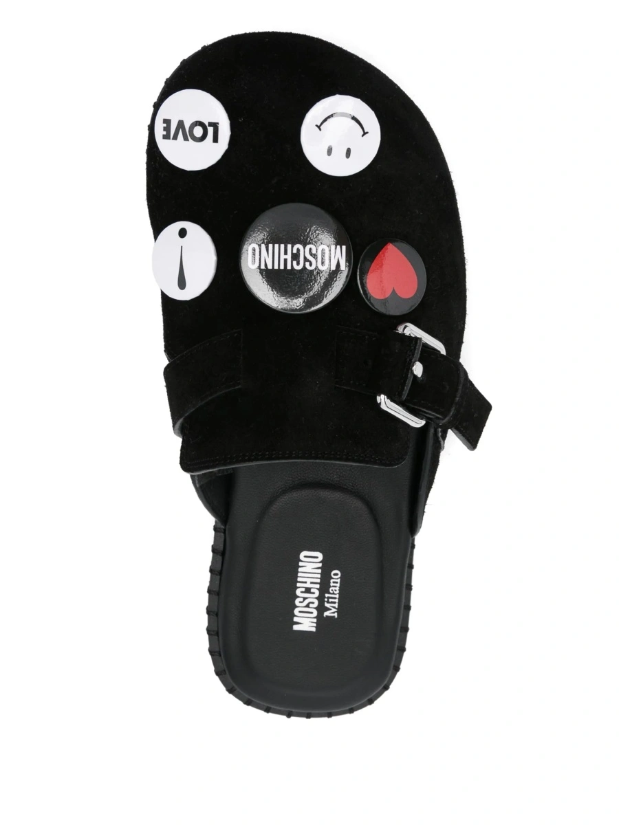 Papuci Moschino negri din piele intoarsa - Img 4