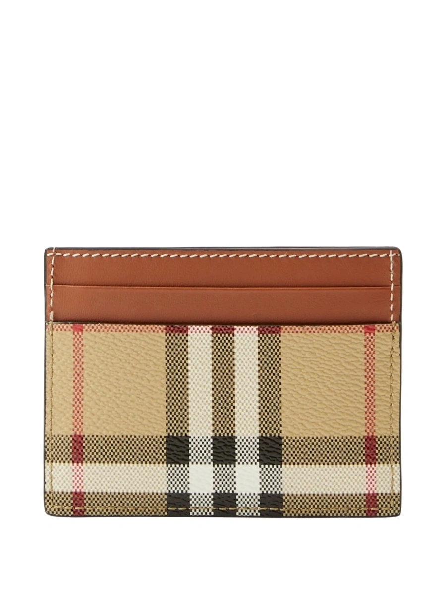 Portofel Burberry vintage check neutru din bumbac si piele - Img 2
