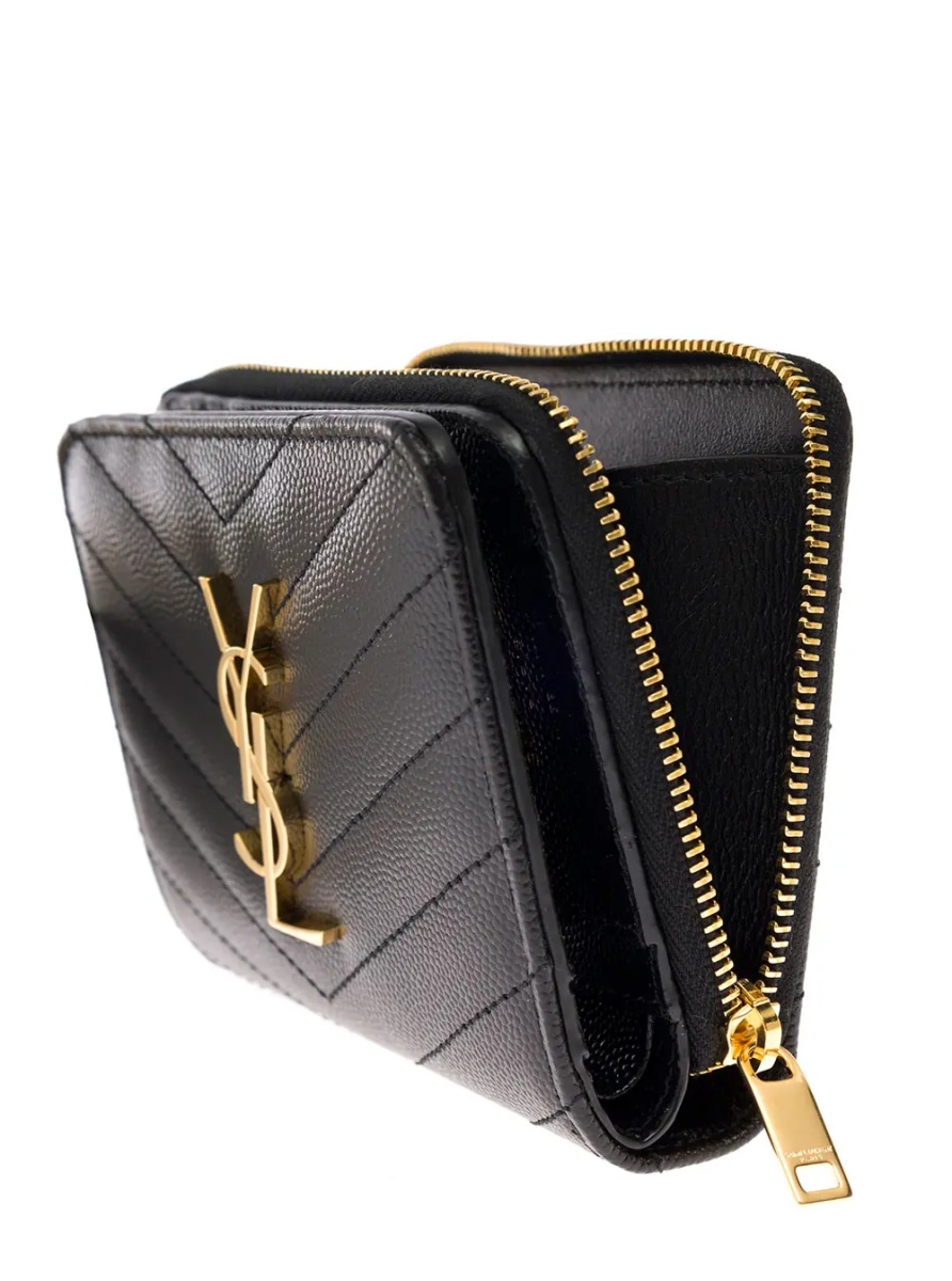 Portofele Wallet with Cassandre Plate on the Front in Black Leather for Women - Img 4