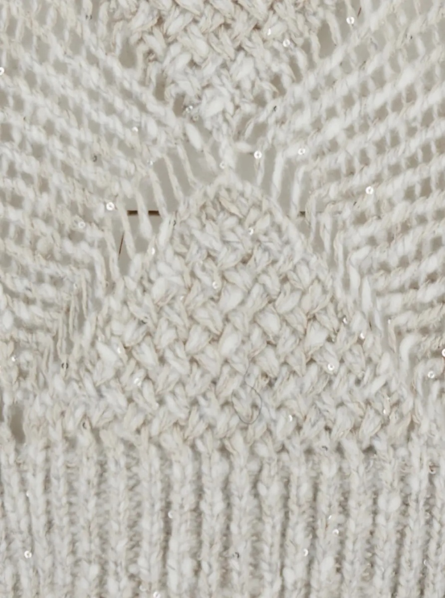 Pulover ASSIA Sweater with V-neck and long sleeves in white fabric for women - Img 3