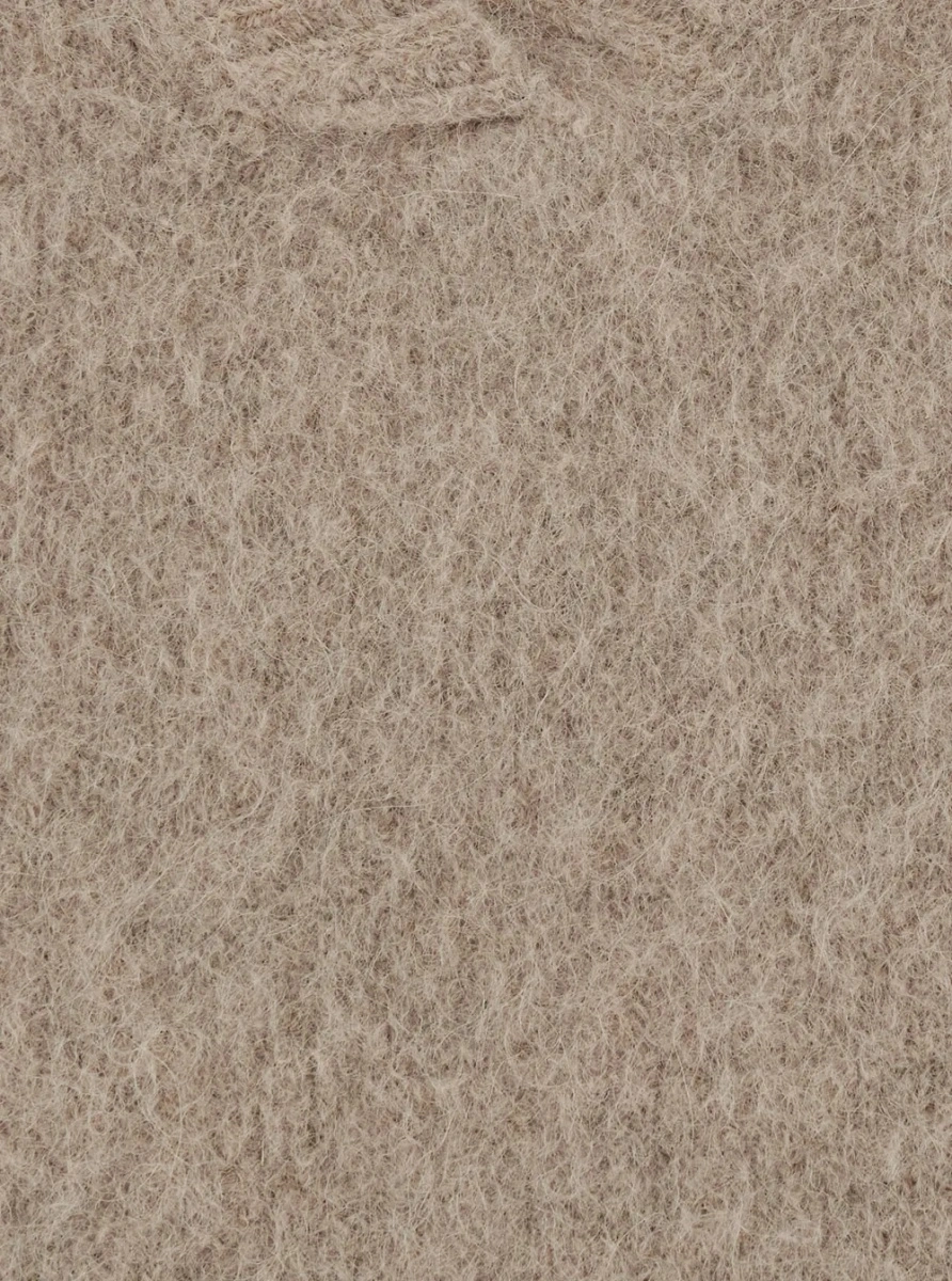 Pulover Beige sweater with V neck in wool blend for women - Img 2