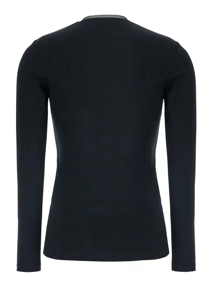 Pulover Black V-neck Sweater in Cotton for Women - Img 2