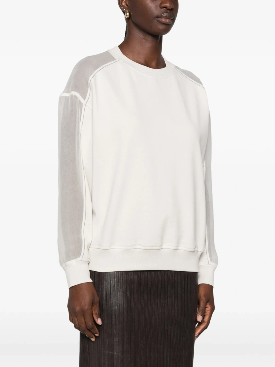 Pulover Brunello Cucinelli neutru din bumbac - Img 3