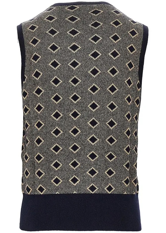 Pulover Cashmere and wool vest with diamonds motif - Img 3
