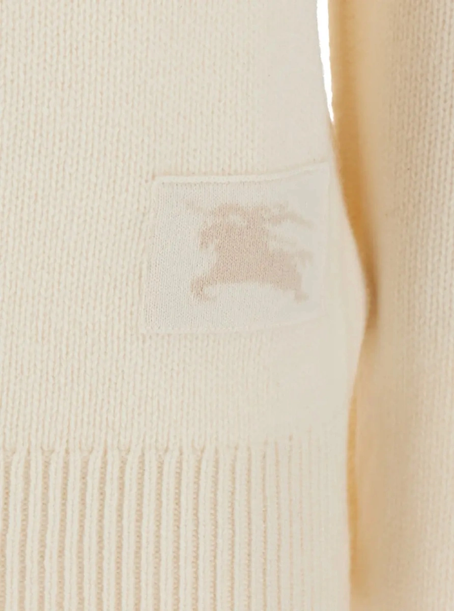 Pulover 'Christina' White Sweater with High Neck and EKD Patch on the Front in Cashmere for Women - Img 3