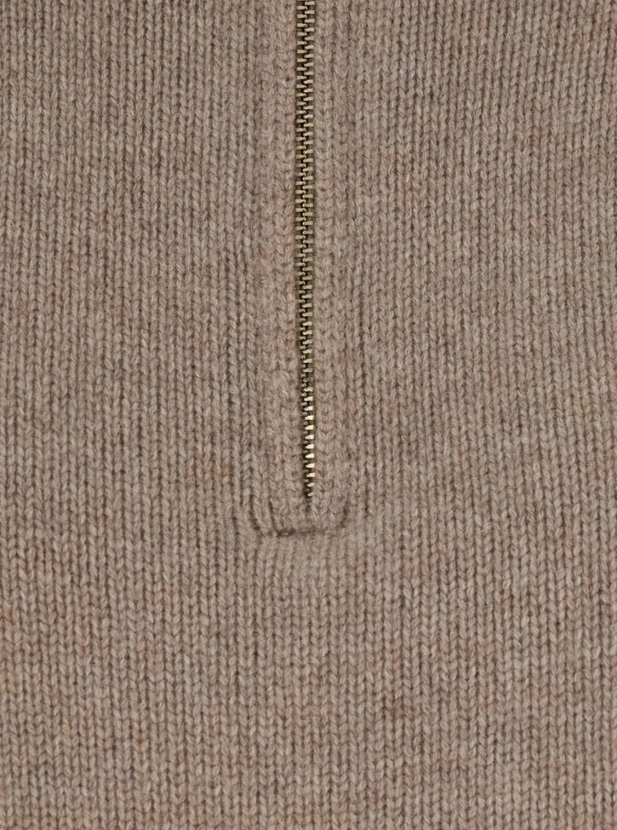 Pulover CRASSO Sweater with V-neck and long sleeves in Beige Woman - Img 3