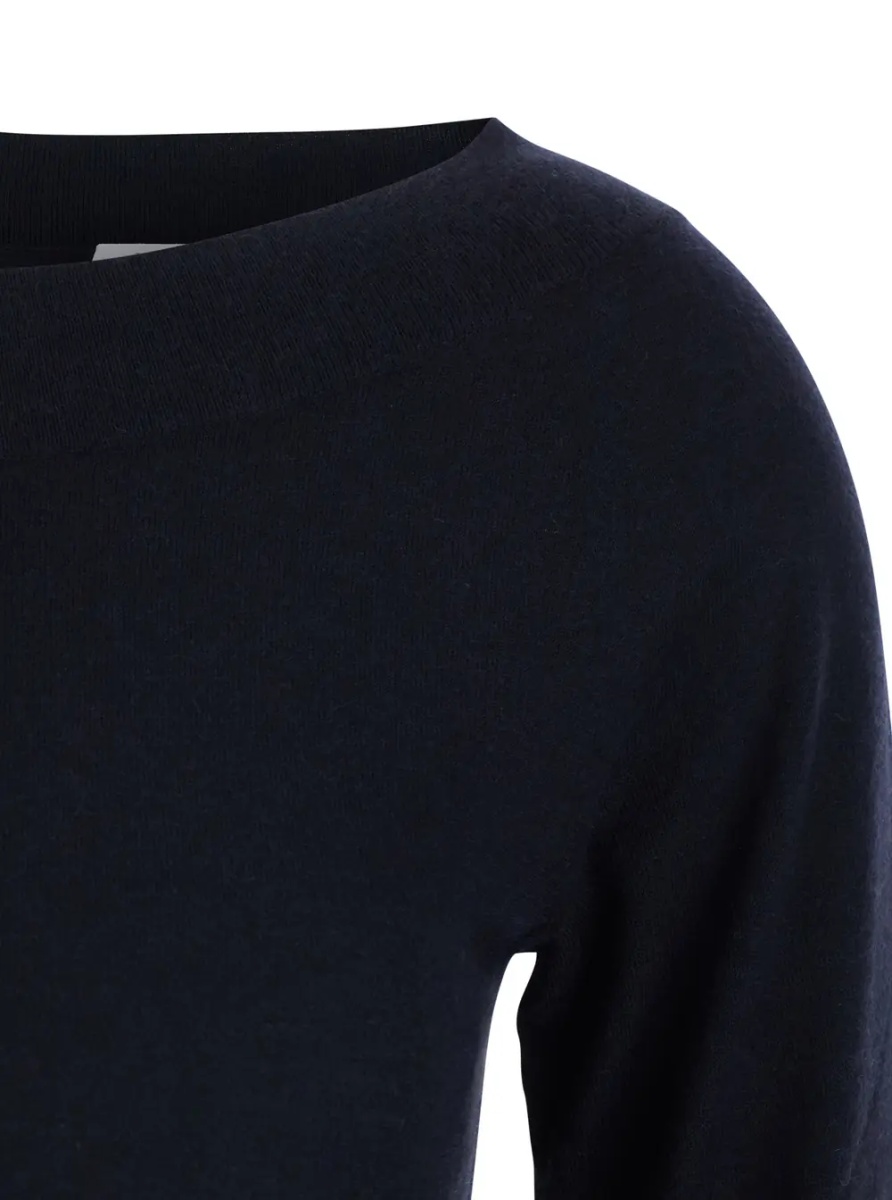 Pulover 'Faretra' Blue Sweater with Boat Neck in Cashmere Woman - Img 3