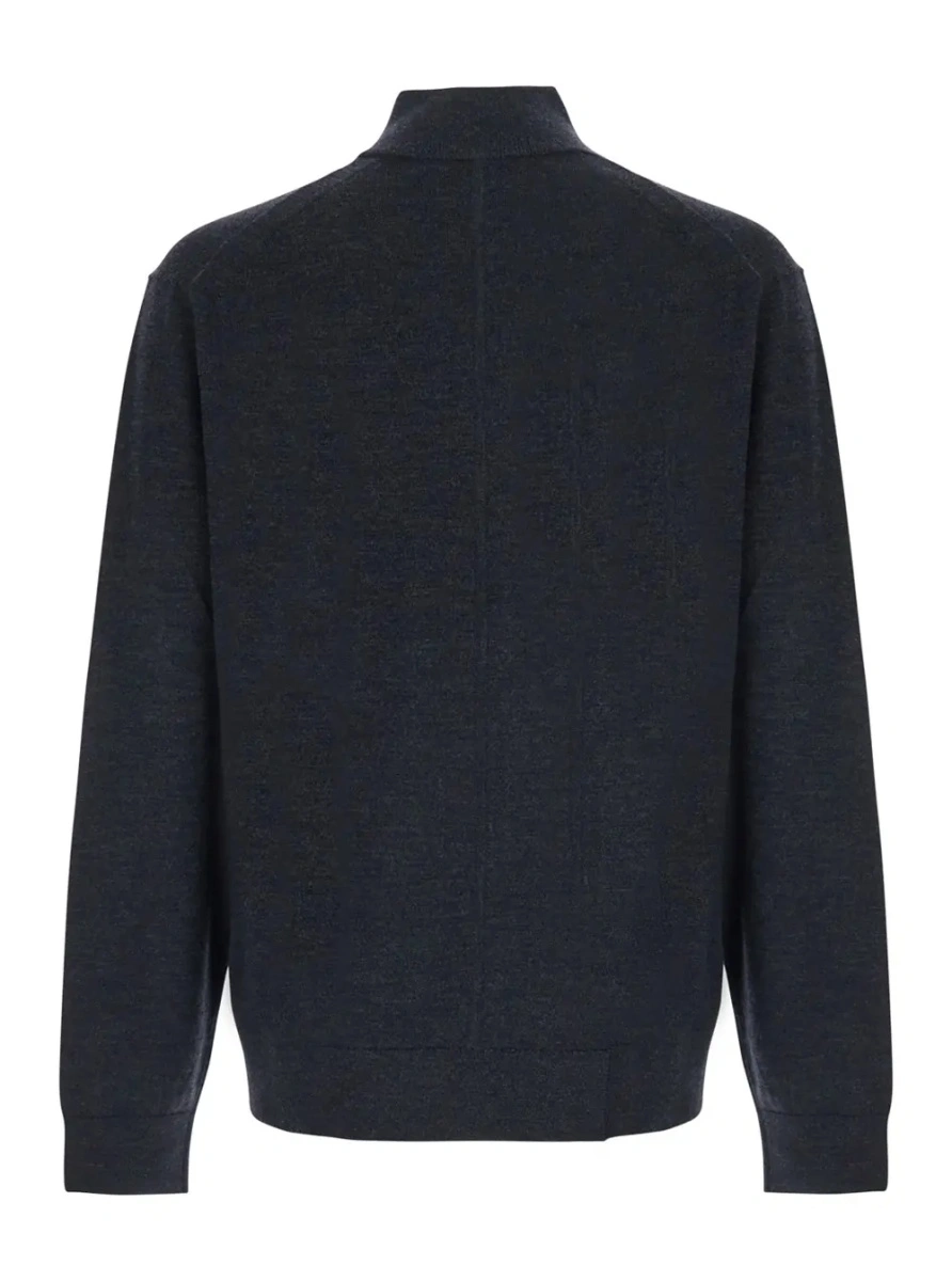 Pulover Gray Sweater with half zip closure and high collar in wool for men - Img 2