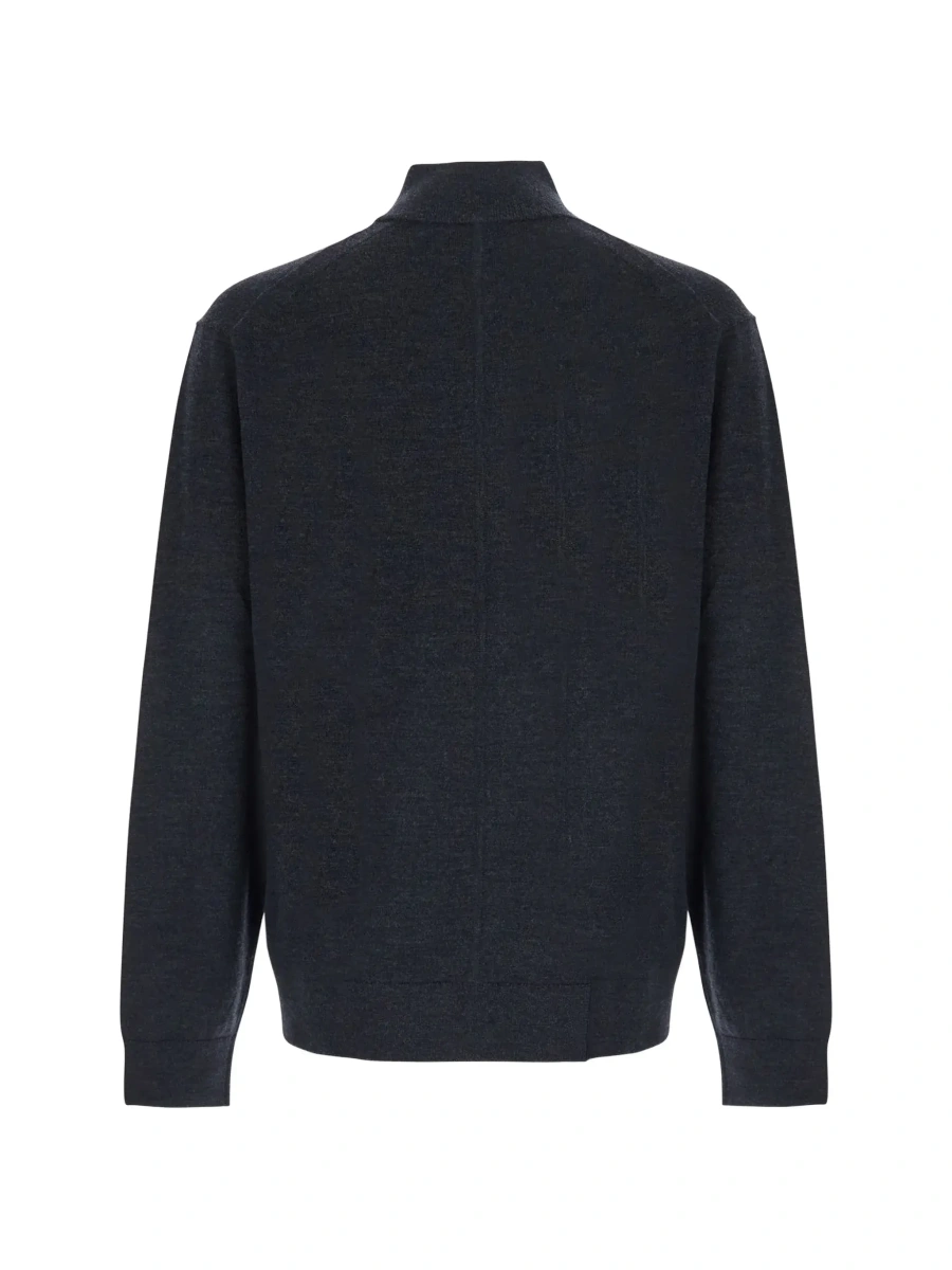 Pulover Gray Sweater with half zip closure and high collar in wool for men - Img 4