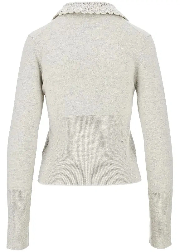 Pulover Guipure collar wool cardigan - Img 3