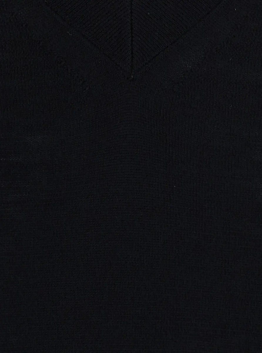 Pulover Jade V Neck Thin Wool Pull with V-neck and long sleeves in black Virgin Wool for women - Img 3