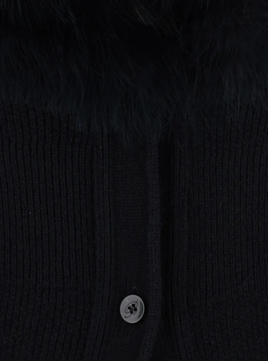 Pulover Knitwear with collar and long sleeves in black virgin wool for women - Img 3