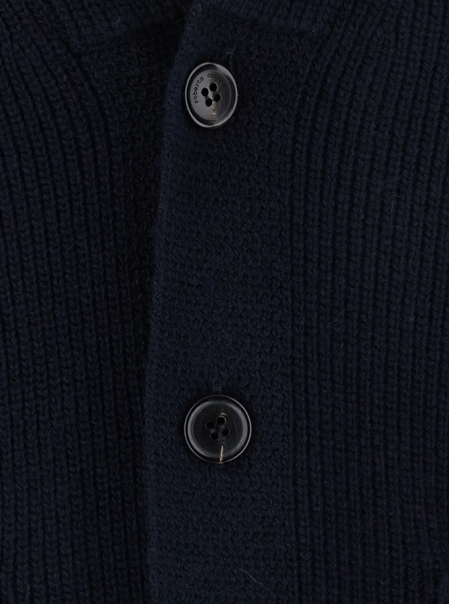 Pulover Lapel Jacket ML Blue with Notched Revers and Button Closure in Wool Men - Img 3