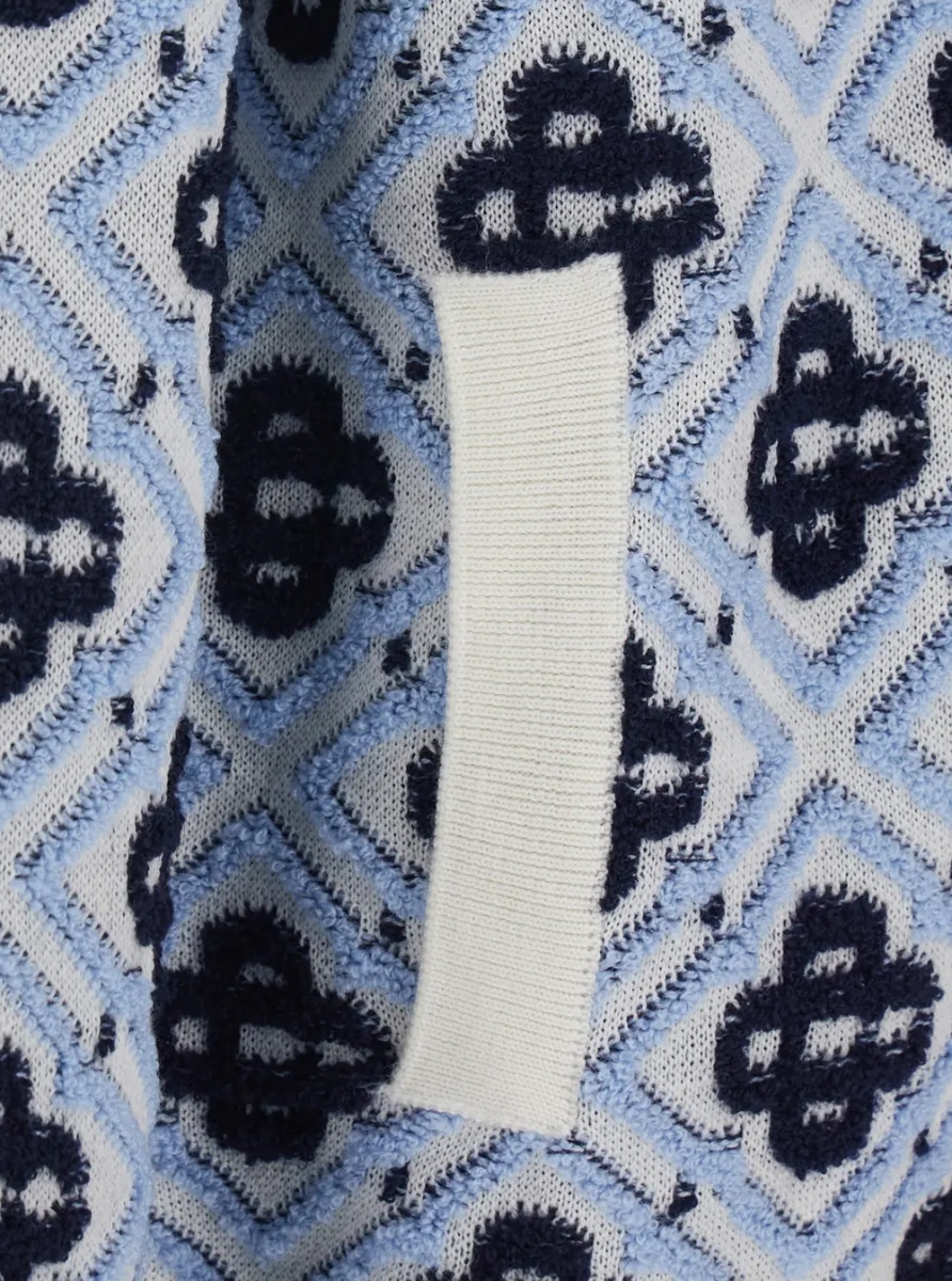 Pulover Light blue Hooded sweatshirt with drawstring and all-over logo motif in wool Man - Img 3