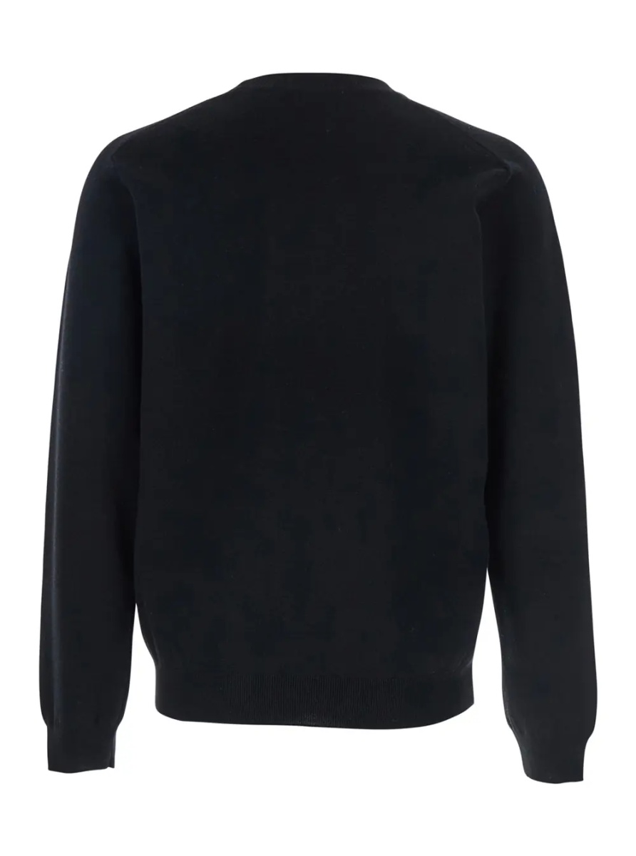 Pulover MAISON KITSUNÉ Black Crew Neck Sweater with Fox Patch on the Front in Wool Man - Img 2
