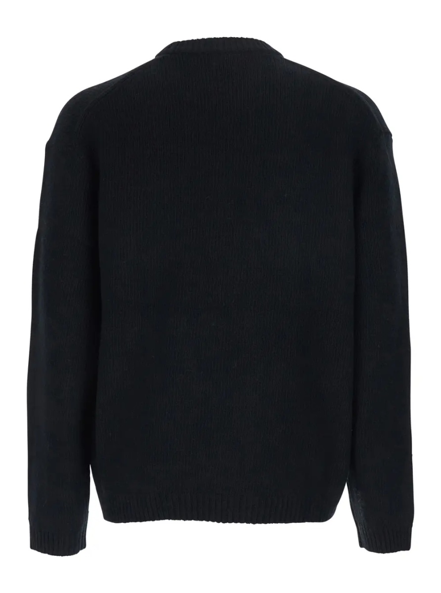 Pulover MAISON KITSUNÉ Black Crewneck Sweater with Logo Embroidery on the Front in Wool Blend Man - Img 2