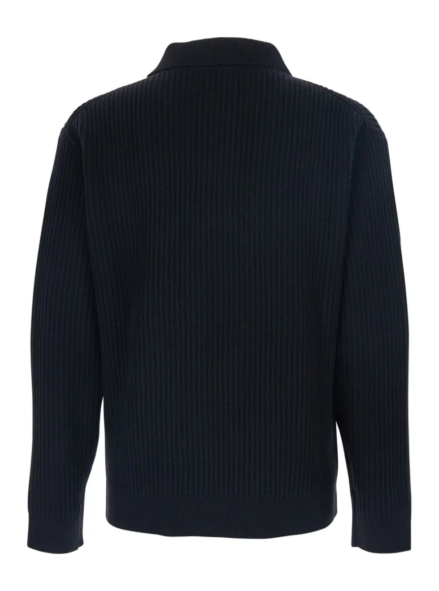 Pulover MAISON KITSUNÉ Black Ribbed Sweater with Front Logo Patch in Cotton Man - Img 2