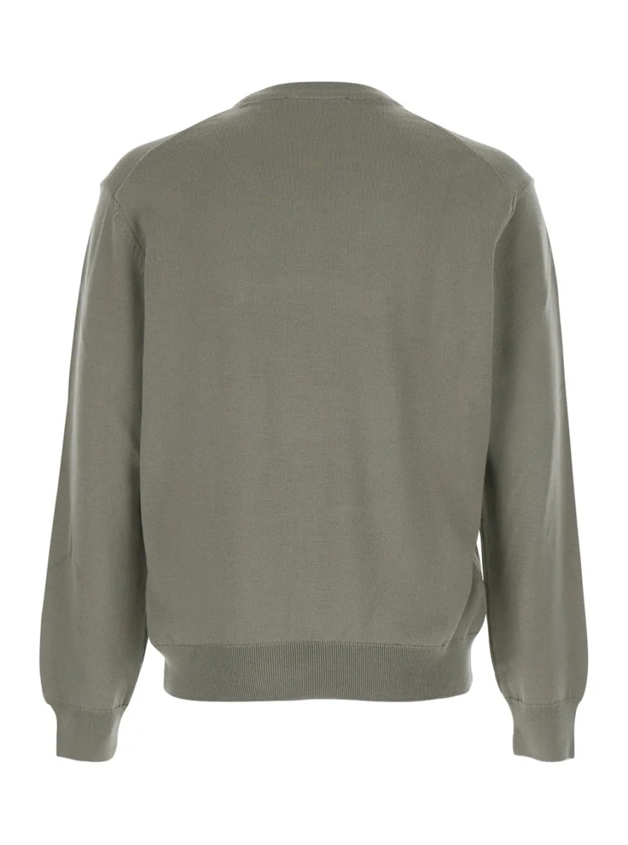 Pulover MAISON KITSUNÉ Green Crew Neck Sweater with Fox Patch on the Front in Wool Man - Img 2