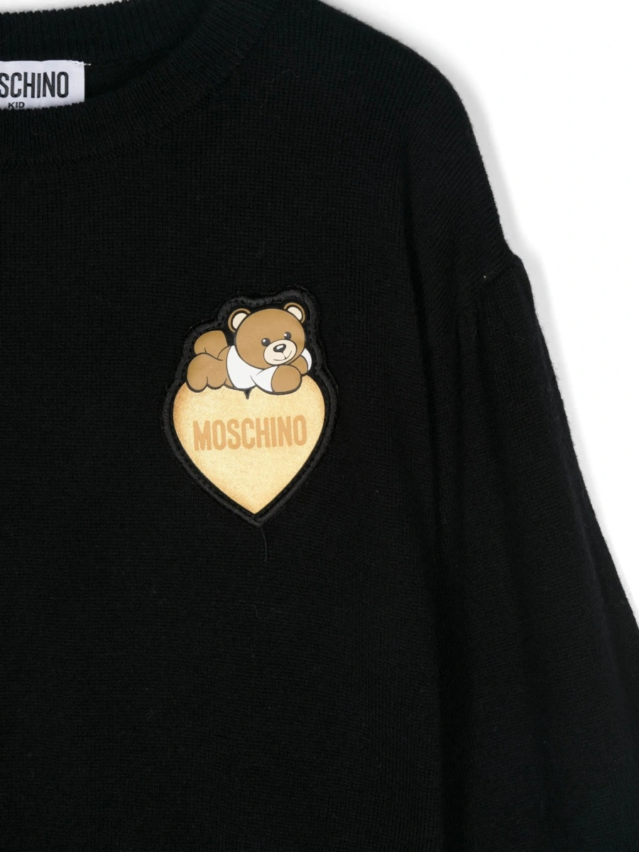 Pulover Moschino negru din lana si bumbac - Img 3