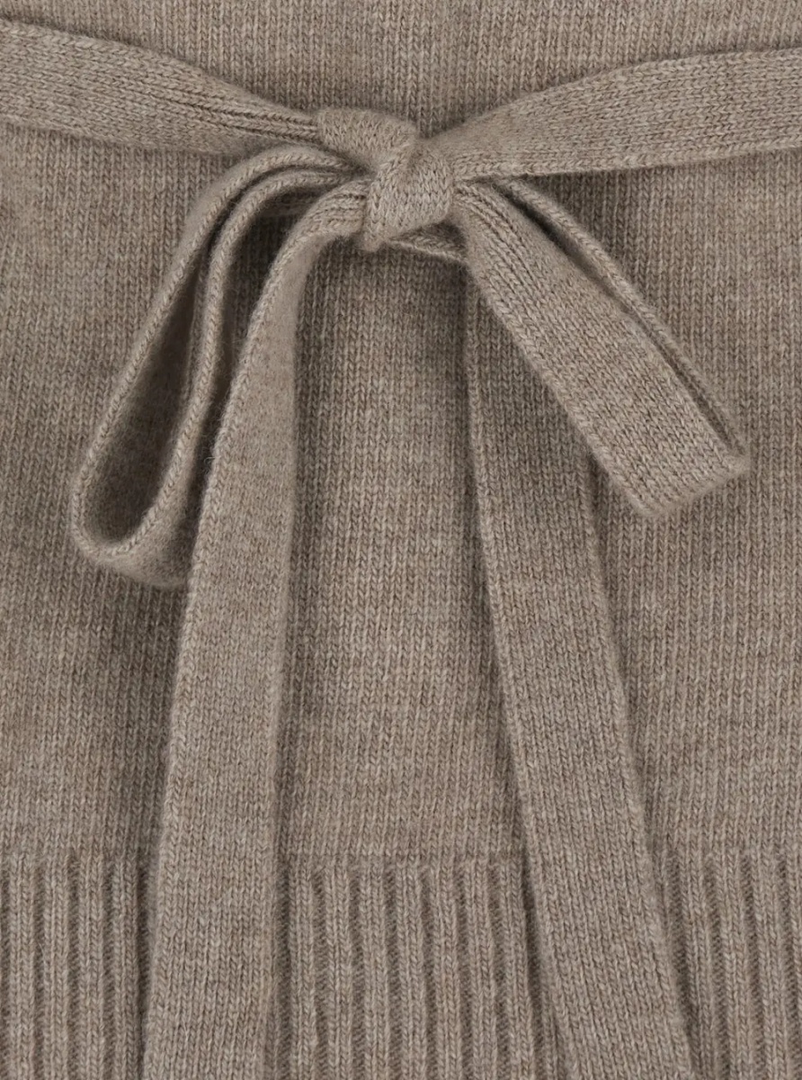Pulover P.A.R.O.S.H. Beige High Neck Sweater with Adjustable Knot at the Back in Wool Women - Img 3