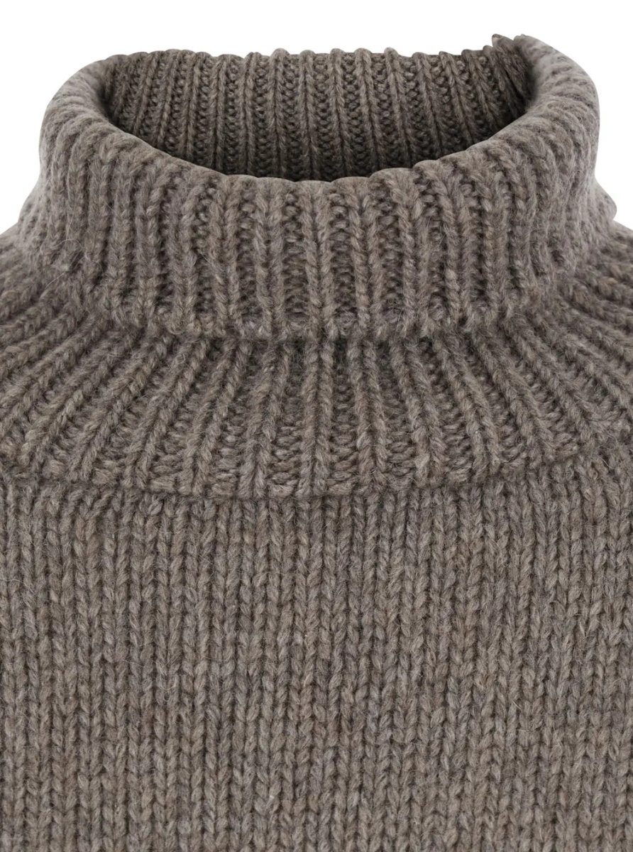 Pulover 'PLIRA' brown Sweater with ribbed design and high collar in Cashmere Women - Img 3