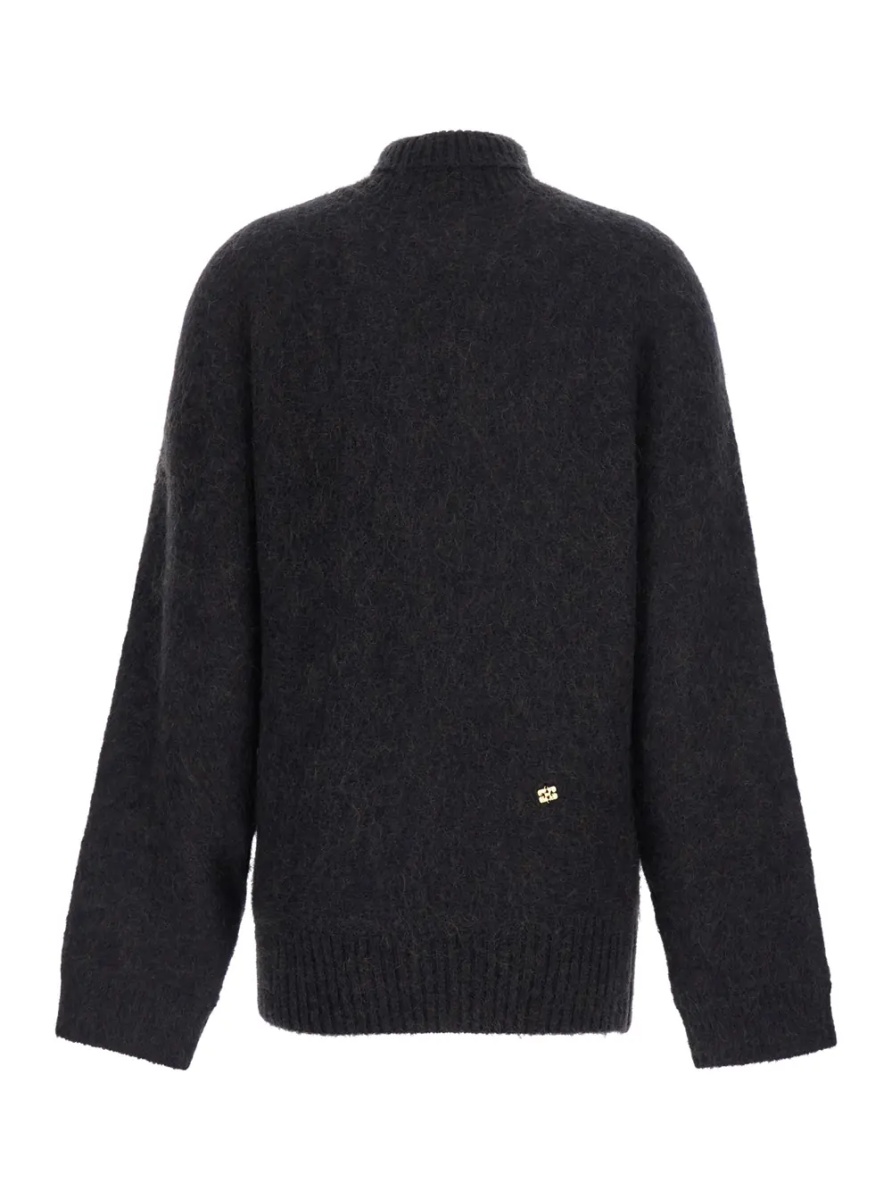 Pulover Purple High-neck sweater with logo plaque on the front and brushed design in wool blend for women - Img 2
