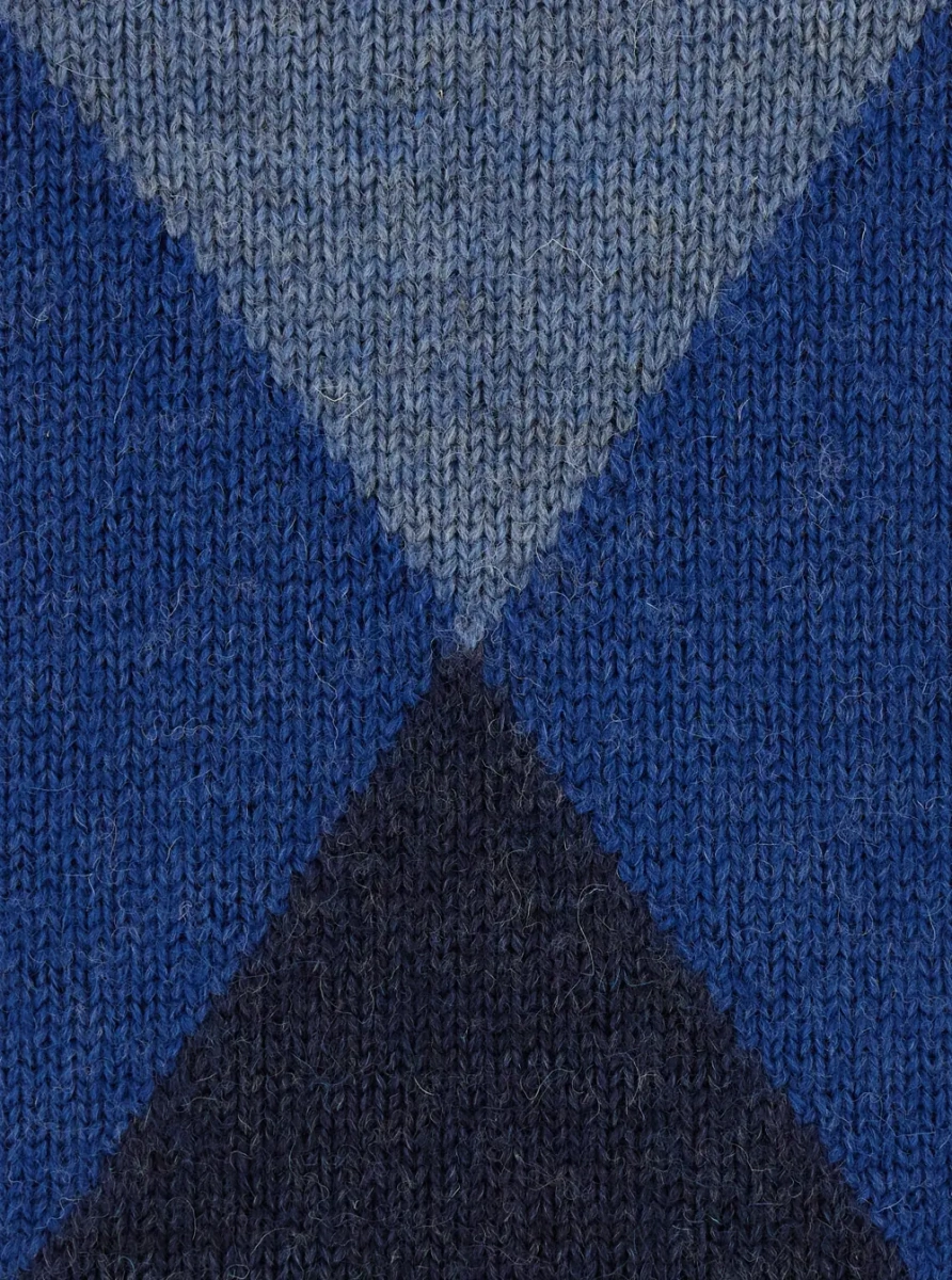 Pulover ROUND NECK DIAMONDS with crew neck and long sleeves in Shetland Wool Beige Men - Img 3