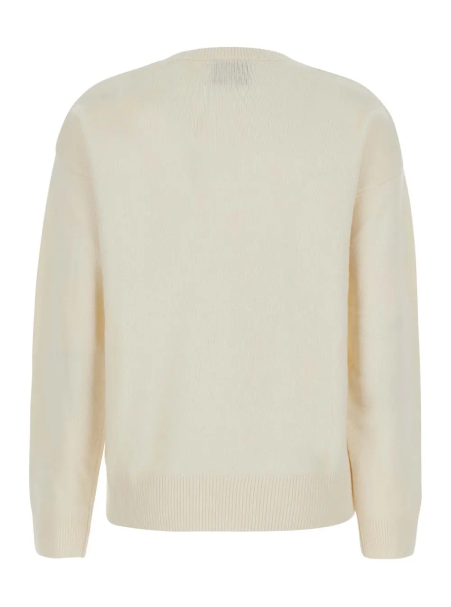 Pulover Sweater TESSA with a poodle patch in white wool, viscose, polyamide and cashmere for women - Img 2