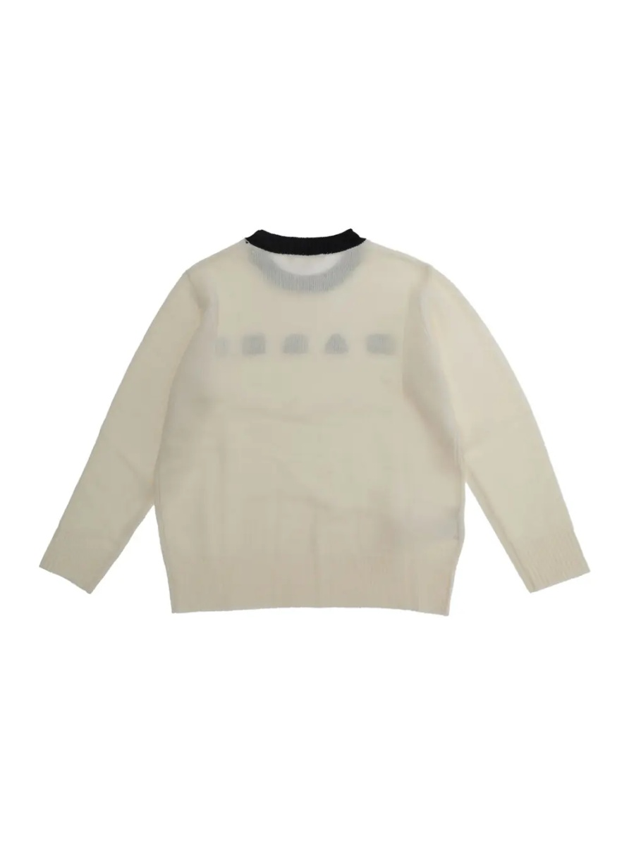 Pulover Sweater with round neck and long sleeves in 70% wool and 30% cashmere white for boy - Img 2