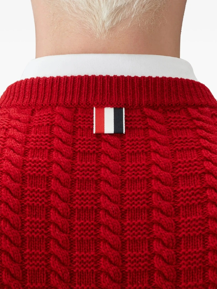 Pulover Thom Browne rosu din lana merinos - Img 7