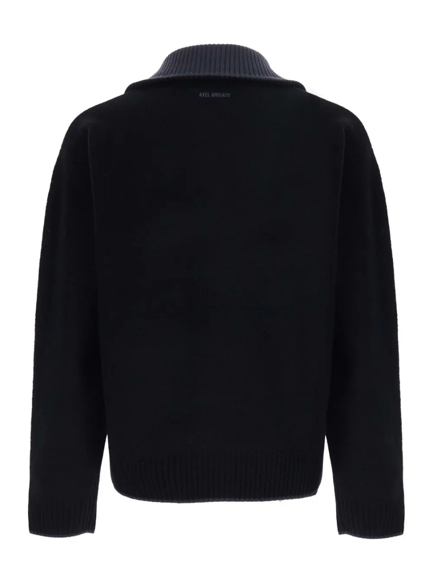 Pulover Trace Half Zip Sweater with high collar and long sleeves in black Tech Fabric unisex - Img 2