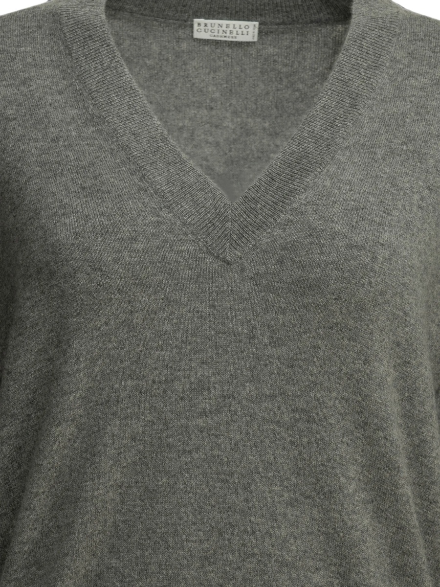 Pulover tricotat Brunello Cucinelli gri - Img 3